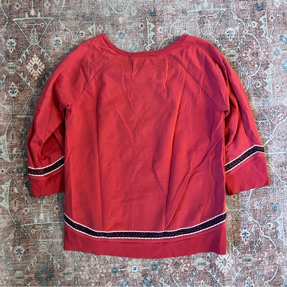 Lucky Lotus Lucky Brand Red Embroidered Scottsdale Pullover Sweatshirt Medium - Picture 4 of 5
